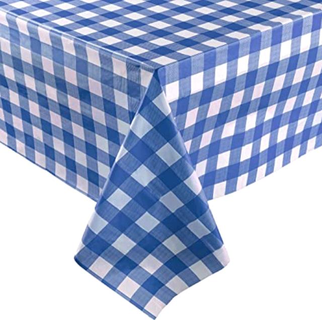 Where to rent PLASTIC TABLE COVER 54 X108  BLUE CHECK in Hayden ID