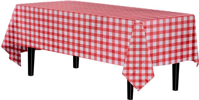 Where to rent PLASTIC TABLE COVER 54 X108  RED CHECK in Hayden ID